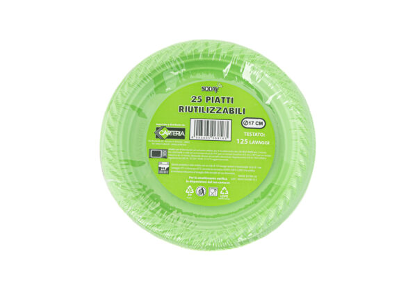 25 Piatti riutilizzabili da 17cm Verde