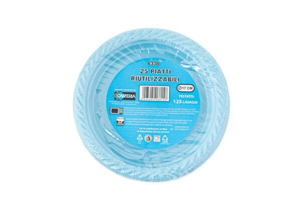 25 Piatti riutilizzabili da 17cm Azzurro