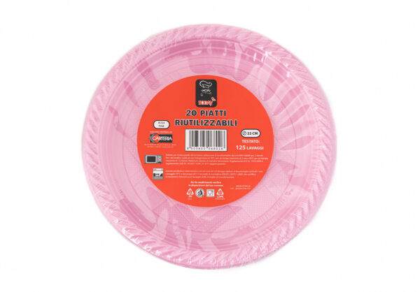 20 Piatti riutilizzabili da 22cm Rosa